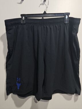 Under Armour Men’s Black Fitted Shorts with Blue Logo 2XL